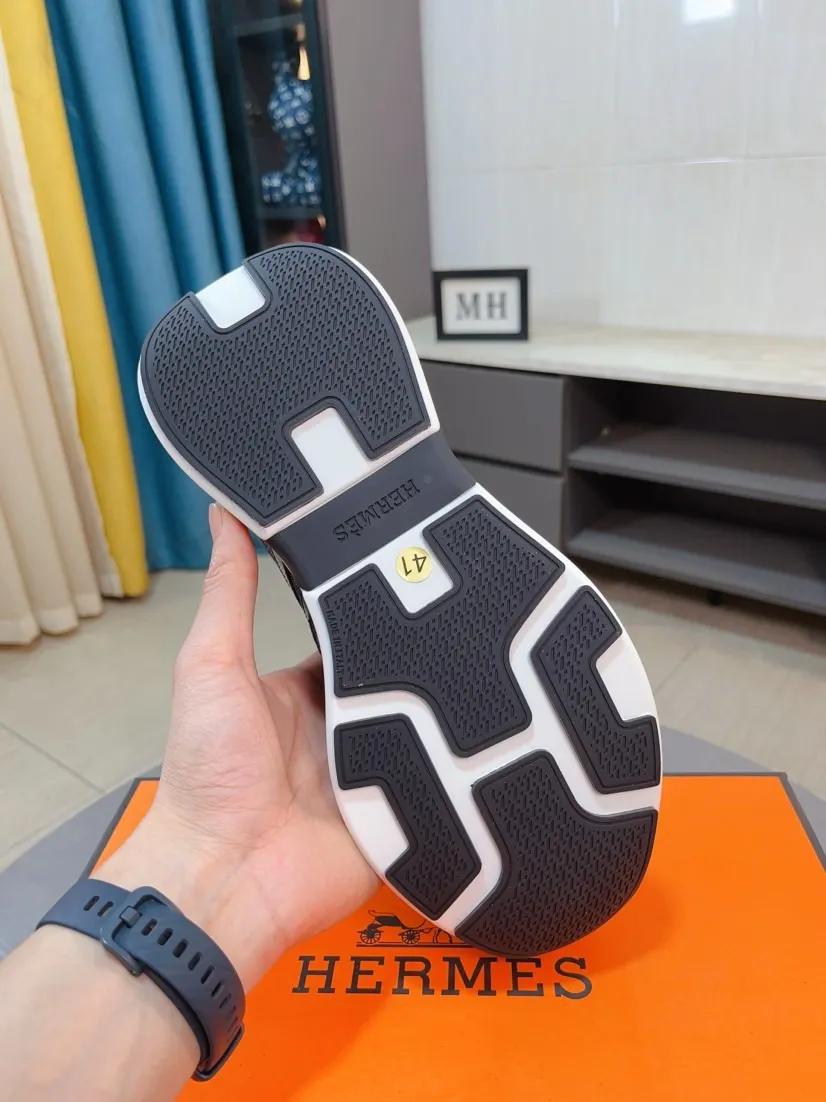 Men's shoes💰580🌸🌸【HERMES】Hermès high-end quality original shoe upper: 🔝tumbled calfskin, suede calfskin, shoe body sewn H totem, outsole: ultra-light TPU foam·rubber; two-color molded outsole, ultra-high quality control·fine workmanship: highlighting (high-end·luxury·grade) 38-44 (45 can be customized)
